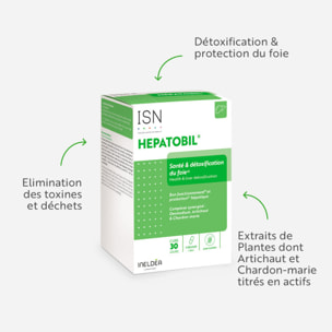 ISN - Hepatobil - Complément alimentaire à base de plantes - Favorise la Détoxification du Foie - Contribue à Améliorer la Digestion - Cure 30 jours