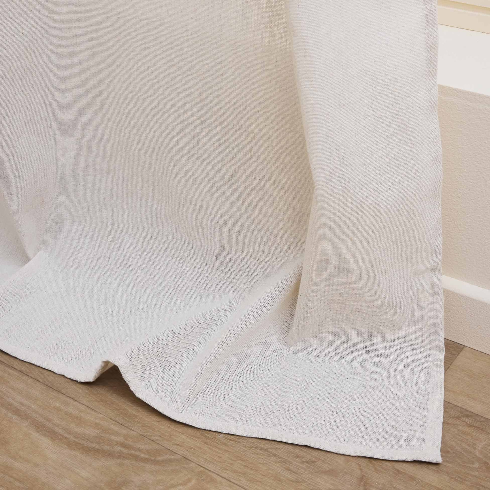 Rideau bohème jute et pompons - Blanc cassé