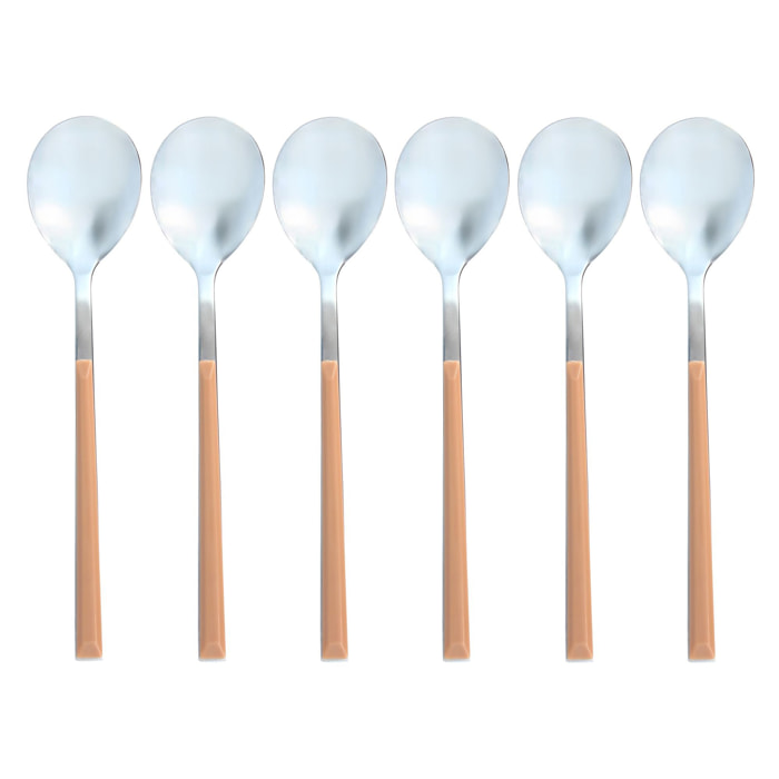 Lot de 6 cuillères de table marron en acier inoxydable COLORAMA