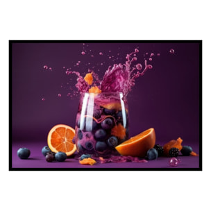 Affiche encadrée verre fruits rouges fond violet Affiche + cadre en métal - Noir