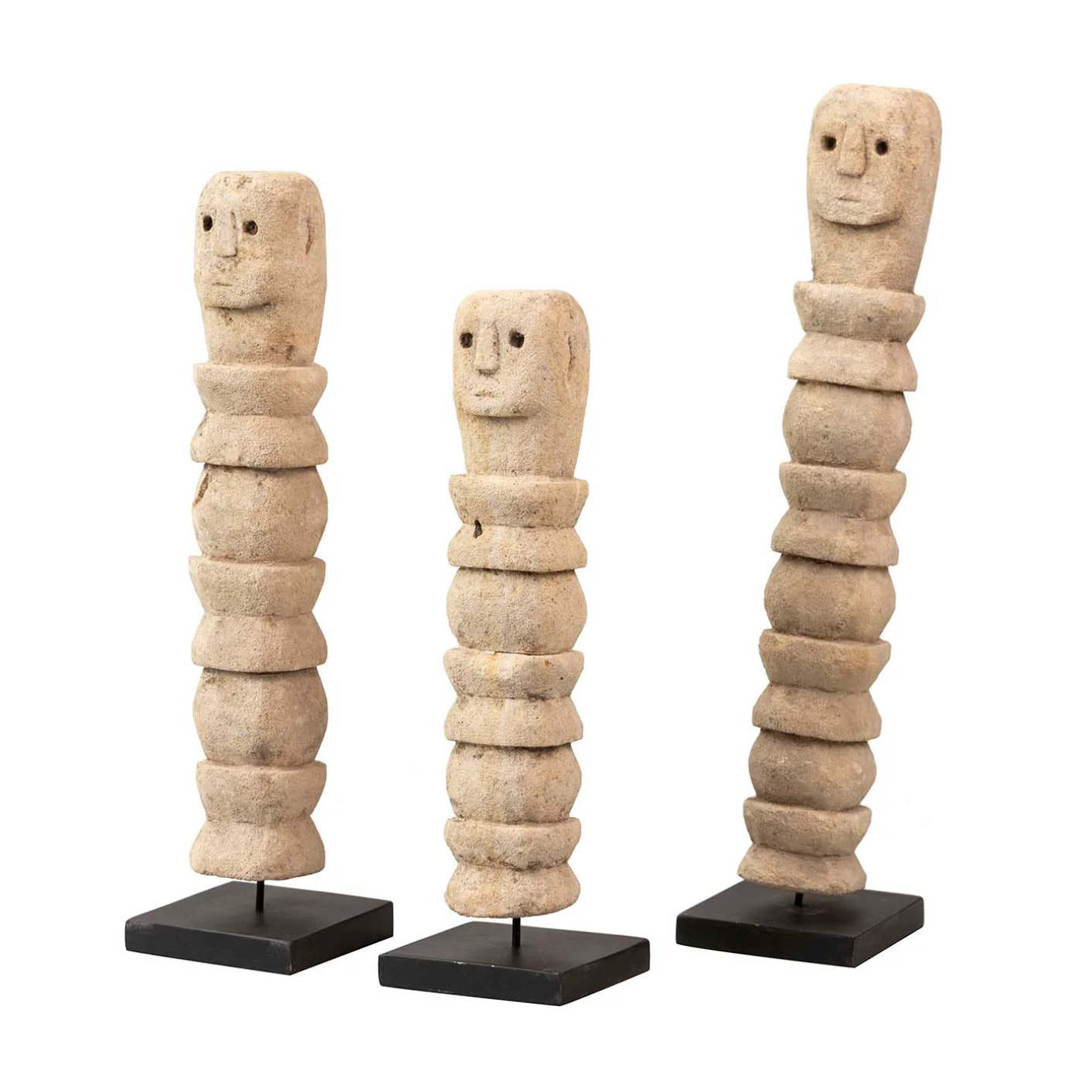 Set 3 Figuras Decorativas Beige 7x7x35, 7x7x40, 7x7x45 Cm