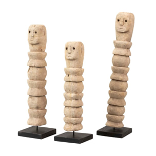 Set 3 Figuras Decorativas Beige 7x7x35, 7x7x40, 7x7x45 Cm
