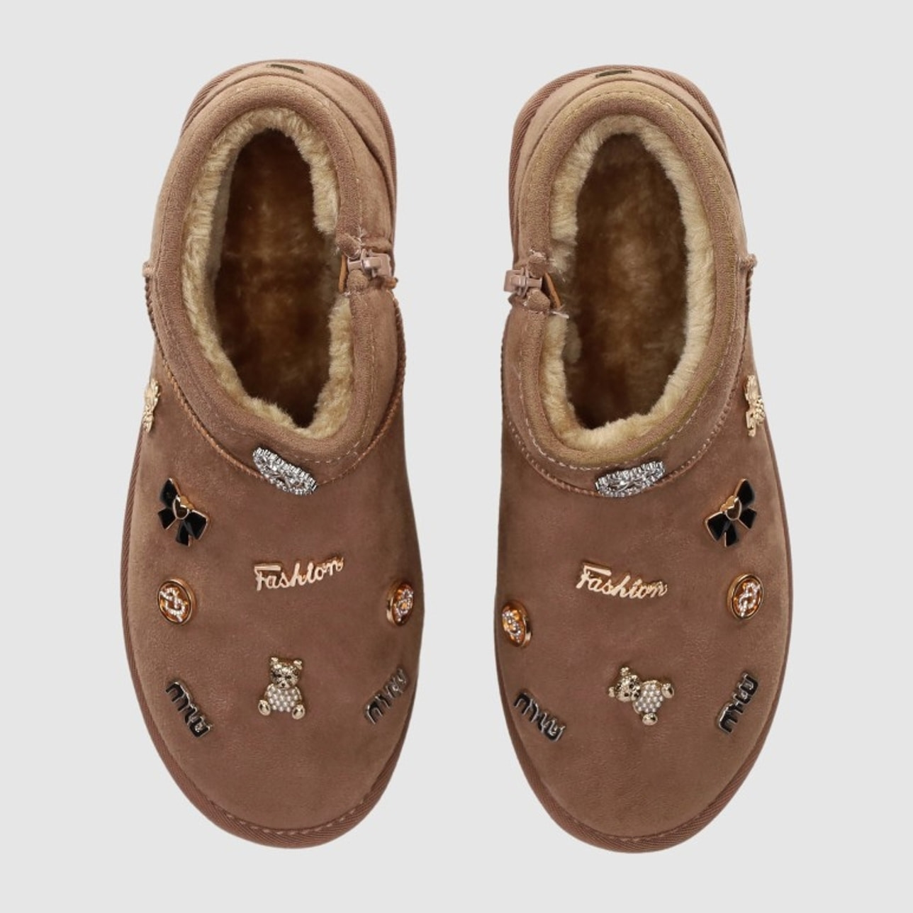 Botines de Tejido - Taupe - Tacón: 3 cm