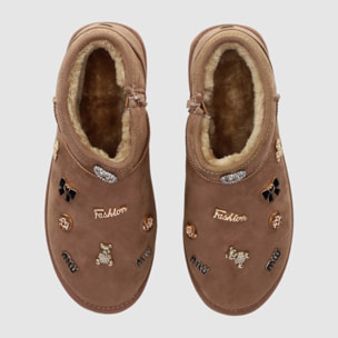 Botines de Tejido - Taupe - Tacón: 3 cm