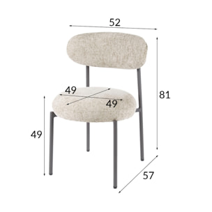 Adelia - lot de 2 chaises - pieds en métal - en tissu texturé - Sable