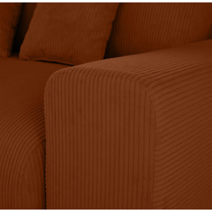 Garance - module d'assise 2 places avec accoudoir droit - en velours côtelé - Terracotta
