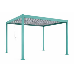 Pergola bioclimatique structure et lames orientables en aluminium vert 4x3m SOPRON