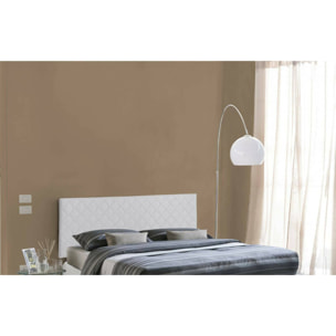 Letto matrimoniale Amarillide, Testata in ecopelle a muro, 100% Made in Italy, adatta a letto Matrimoniale, Cm 170x60, Bianco