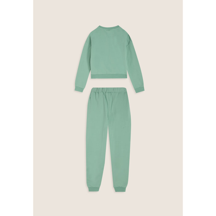 Tuta bambina in cotone con stampa metallizzata