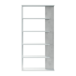 Libreria Santa Cruz Design Scaffale Mensola Moderna Mobile Per Libri Con Ripiani Per Soggiorno Salotto 180 x 90 x 25 cm Bianco e Grigio Cemento