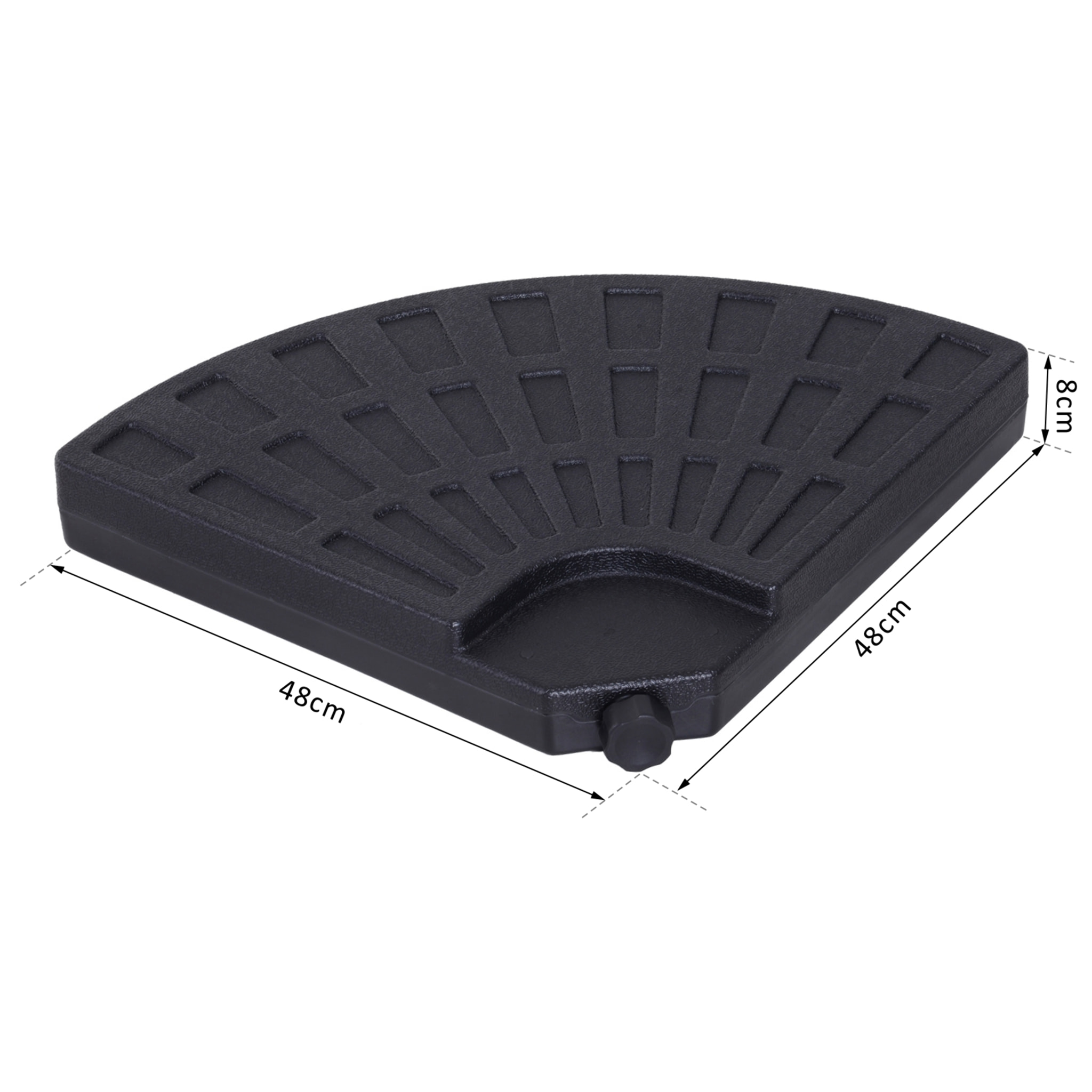 Lot de 4 poids de lestage pour parasols déportés dim. totales 48L x 48l x 8H cm polyéthylène haute densité noir