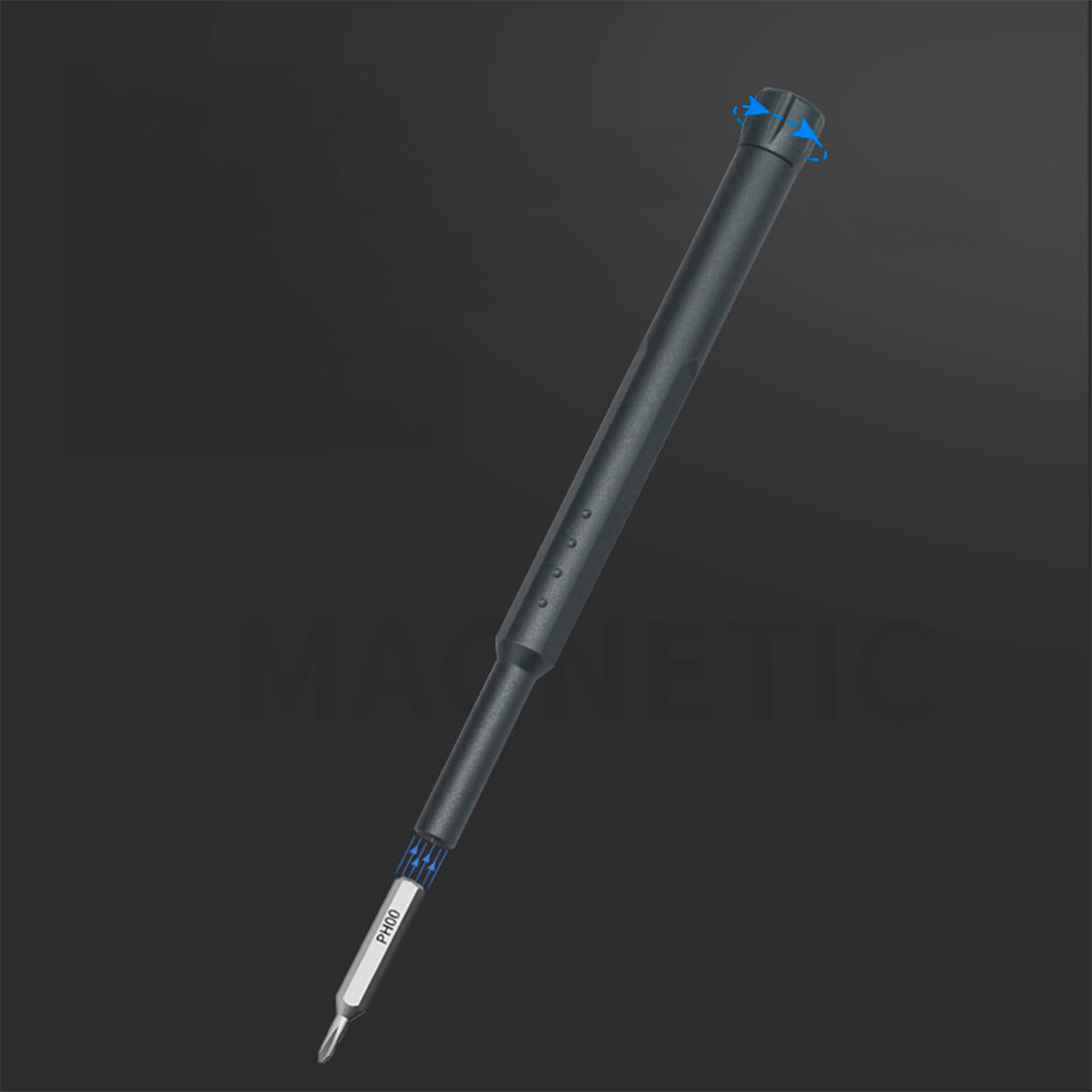 Juego de destornillador de precisión 44 en 1 con rosca giratoria y puntas magnéticas incluidas en funda de aluminio.