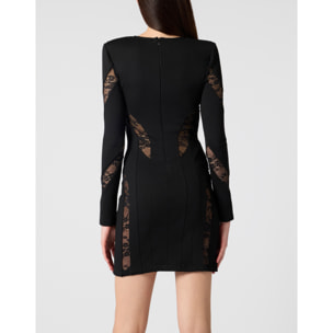 PHILIPP PLEIN Multicutting Long Sleeve Mini Dress Lace