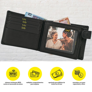 Cartera Hombre Piel Lois Wilson Negro