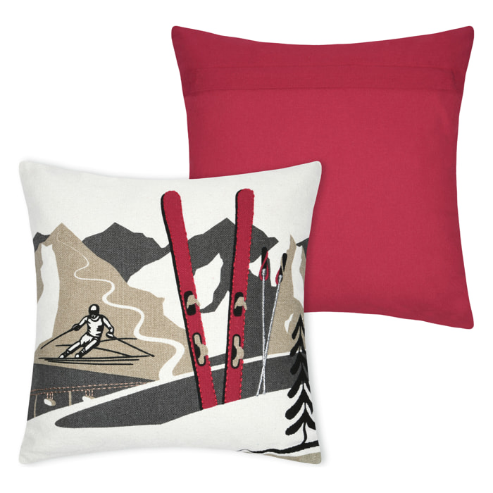 Coussin déco esprit montagne ski - Gris