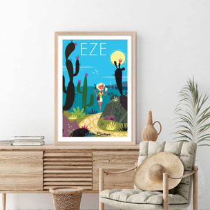 Poster de jardin exotique d' eze Affiche sous cadre bois