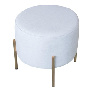 Pouf colorato tondo gambe oro grigio chiaro - Kate