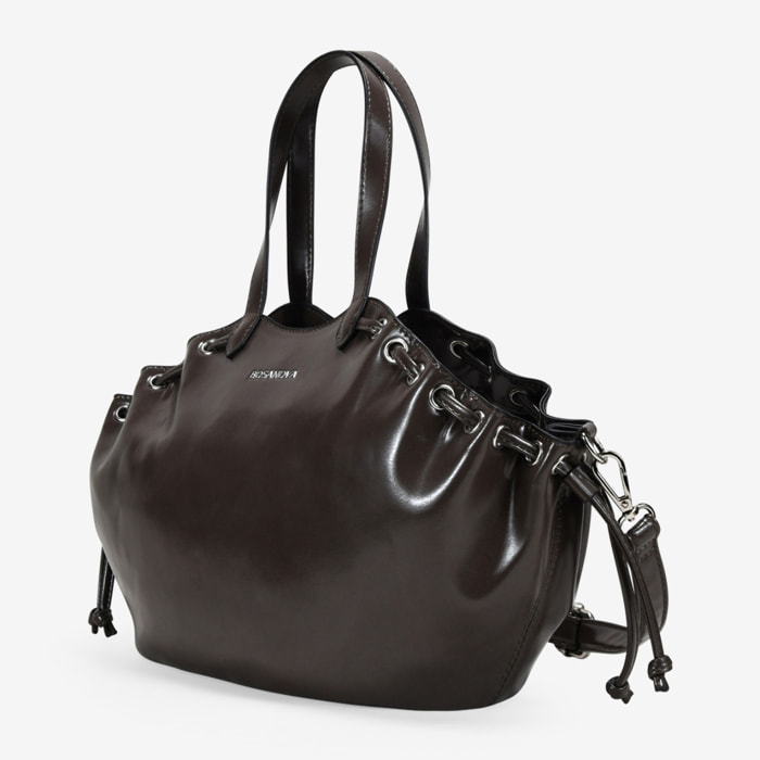 Bolso de mano visón con fruncido