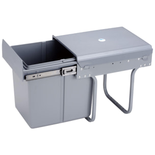 Contenedor de reciclaje para mueble de cocina, cubos de basura bajo fregadero, fijación inferior y extracción manual, cubo extraíble, con tapa