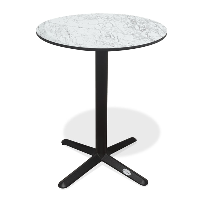 BISTRO - Table ronde de jardin en acier et plateau HPL