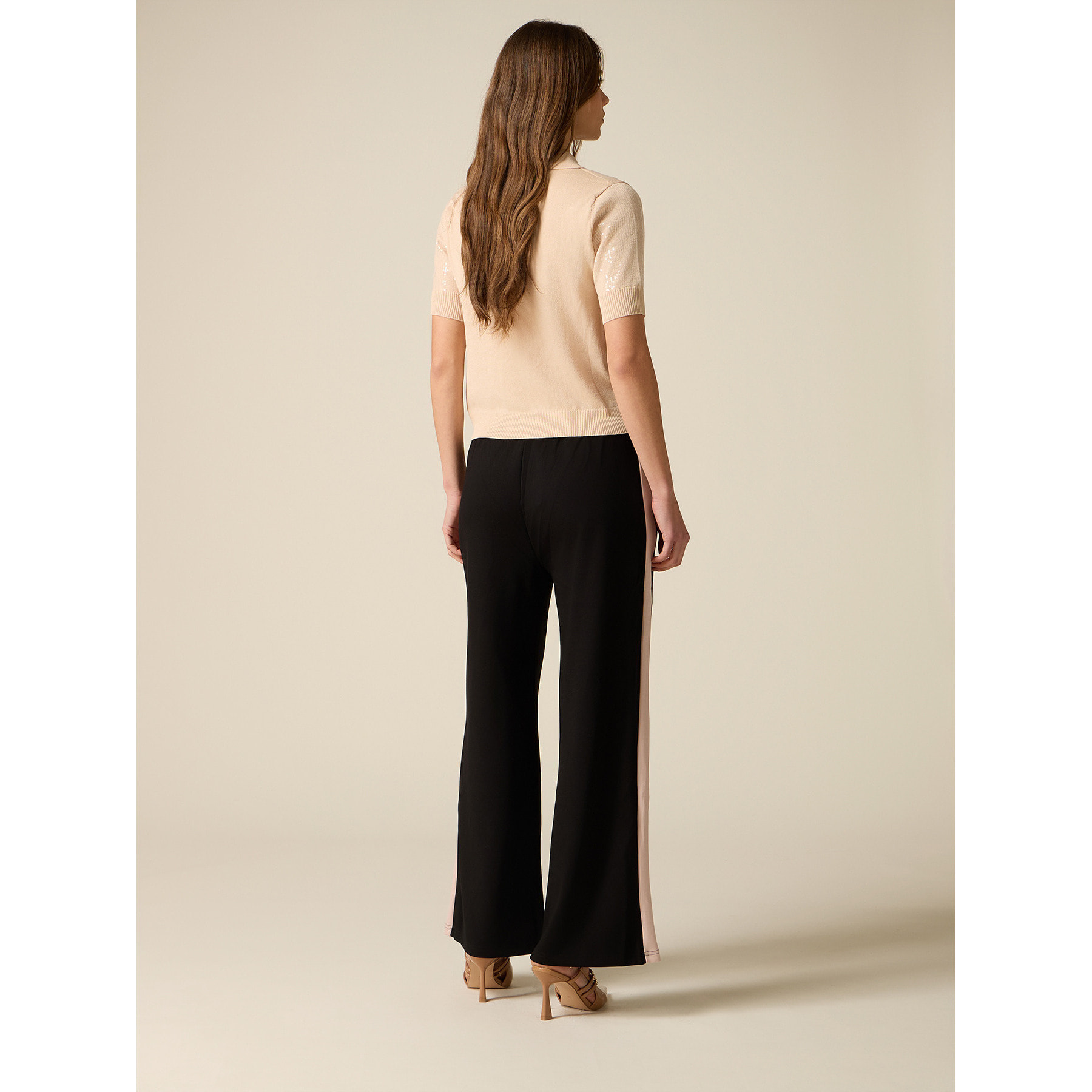 Oltre - Pantalones de jersey con bandas laterales - Negro