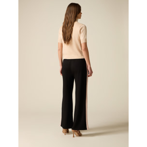 Oltre - Pantalones de jersey con bandas laterales - Negro