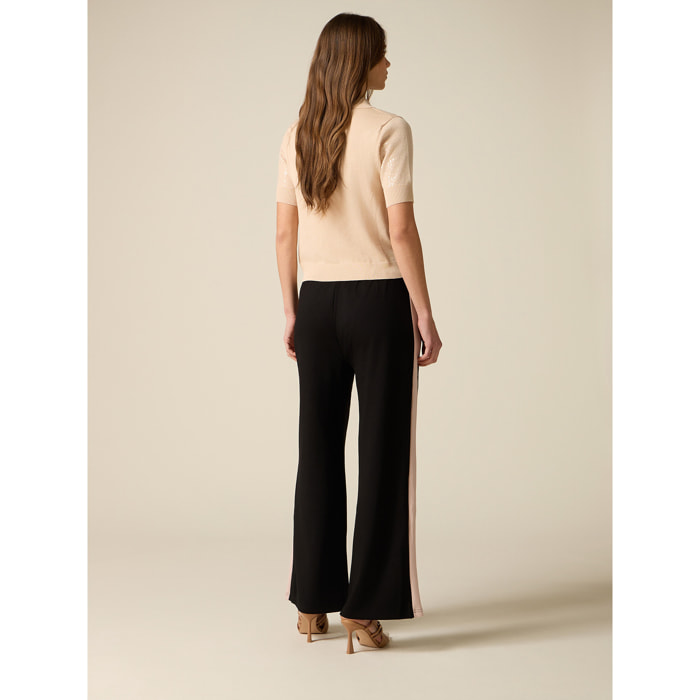 Oltre - Pantalones de jersey con bandas laterales - Negro