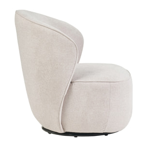 Fauteuil design pivotant en tissu effet velours texturé beige AMBER