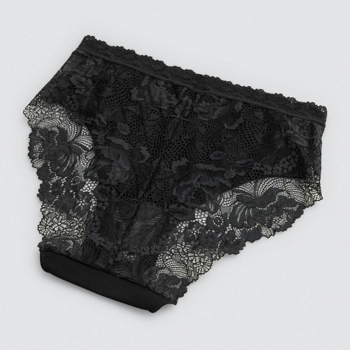 Slip midi in cotone con pizzo nero