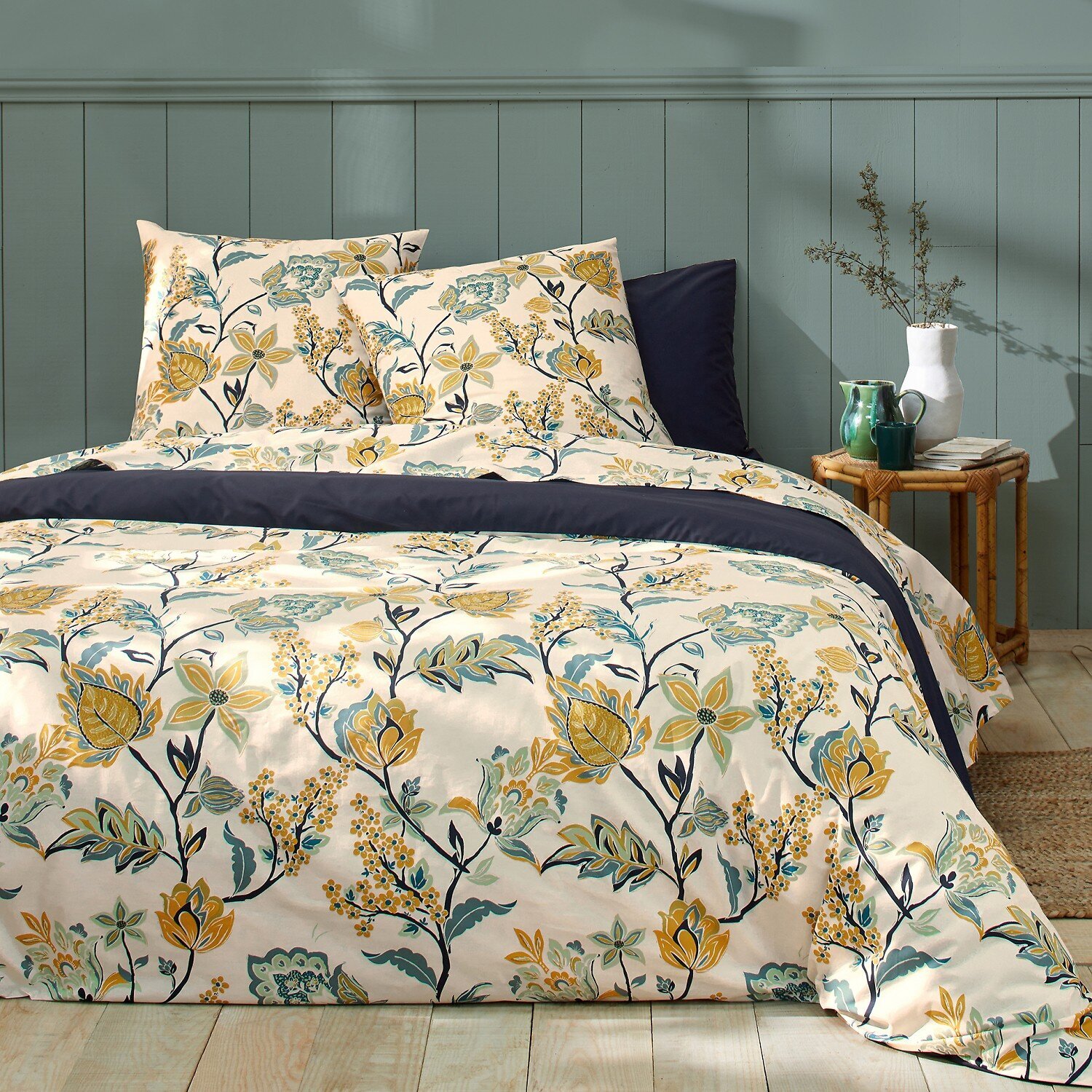 Parure housse de couette 100% flanelle de coton minea ombre