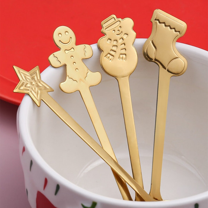 Cuillères dorées snow - lot de 4