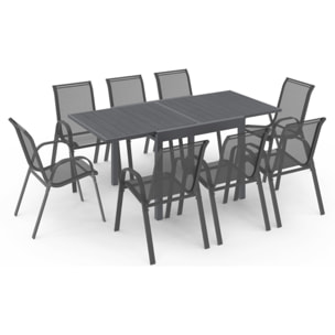 Ensemble repas extensible 8 places polywood gris