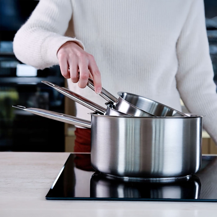 Lot de 3 casseroles en acier inoxydable - tous feux PROFESSIONNEL