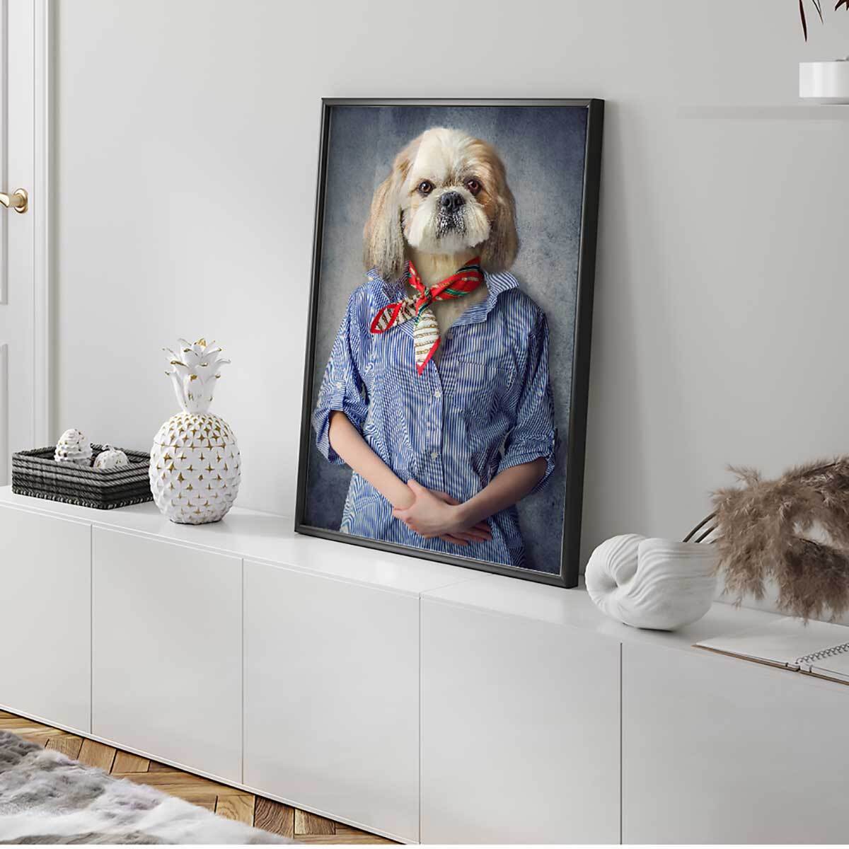 Affiche encadrée chien élégant style portrait Affiche + cadre en métal - Noir