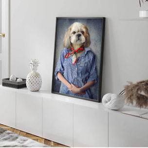 Affiche encadrée chien élégant style portrait Affiche + cadre en métal - Noir