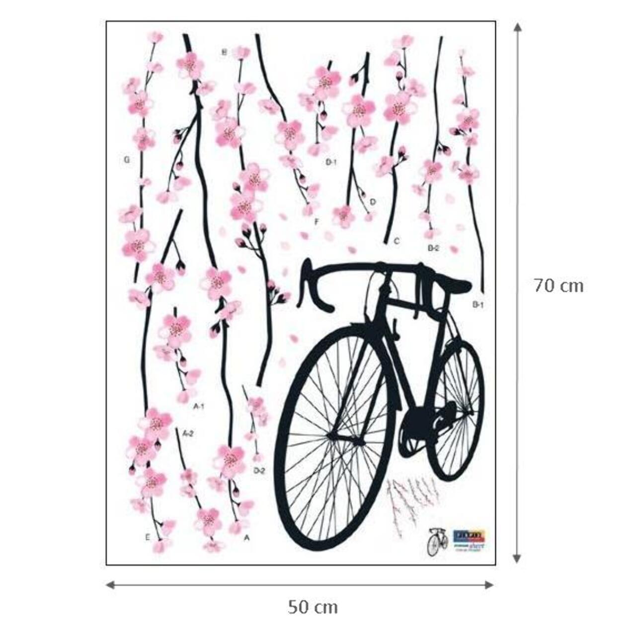 Stickers Muraux décoration adhésifs fleurs et vélo