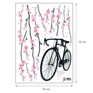 Stickers Muraux décoration adhésifs fleurs et vélo