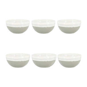 Lot de 6 bols vert amande en grès 57cl RIGA