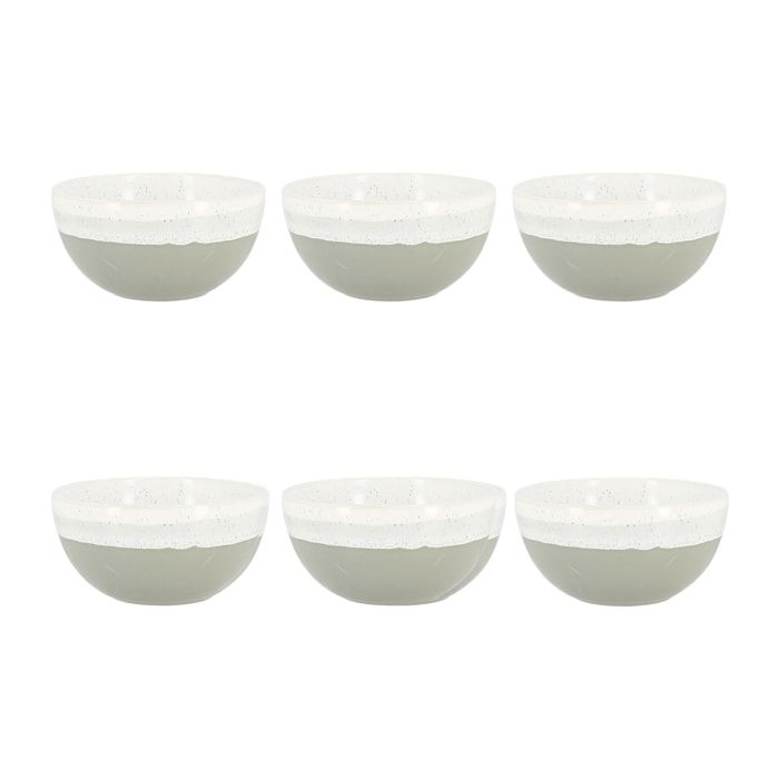 Lot de 6 bols vert amande en grès 57cl RIGA