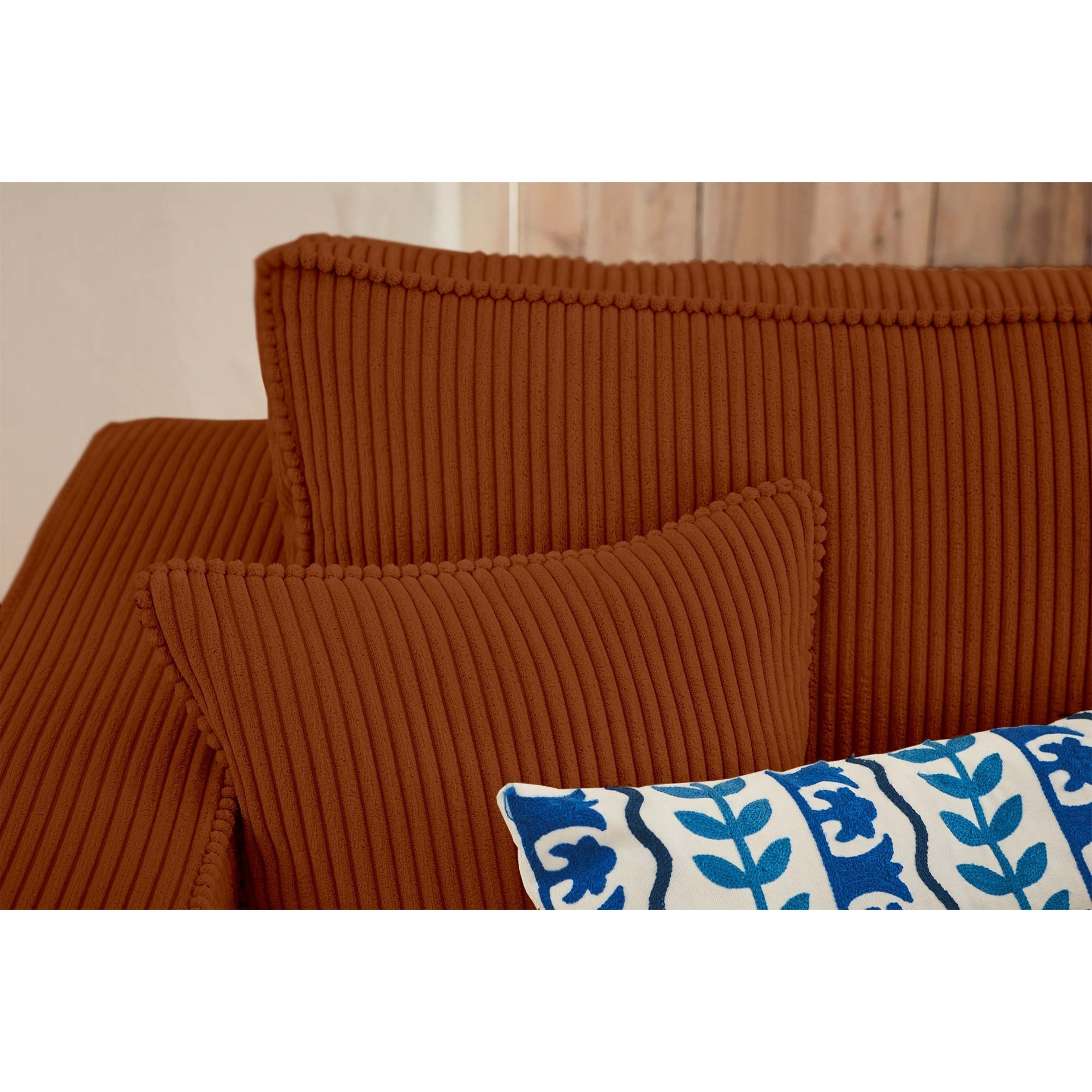 Topaze - canapé d'angle réversible - 4 places - convertible avec coffre - en velours côtelé - Terracotta