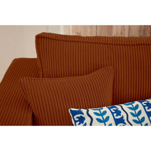 Topaze - canapé d'angle réversible - 4 places - convertible avec coffre - en velours côtelé - Terracotta