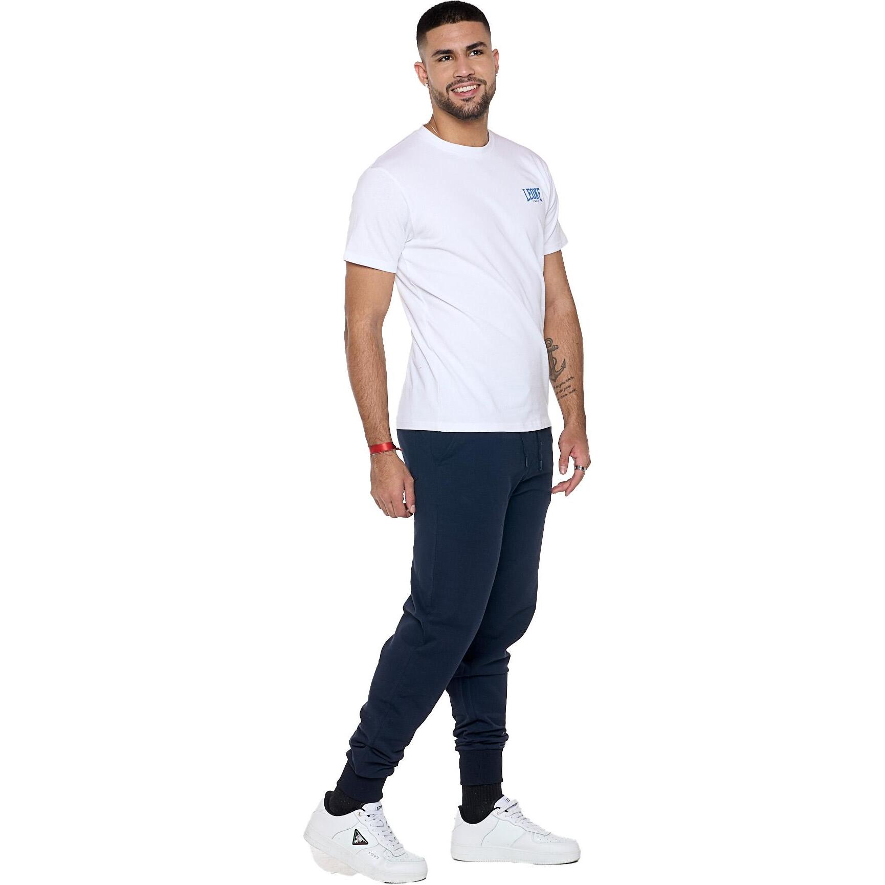 Camiseta de hombre de manga corta de algodón elástico con pequeño logo "Basic"