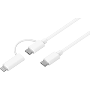 Câble Lightning ESSENTIELB 2 en 1 vers USB-C /Lightning MFI Blanc