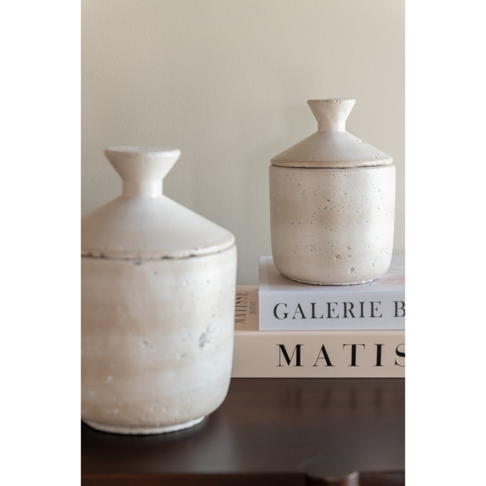 J-Line Pot Decoratif Olina Ciment Creme Small