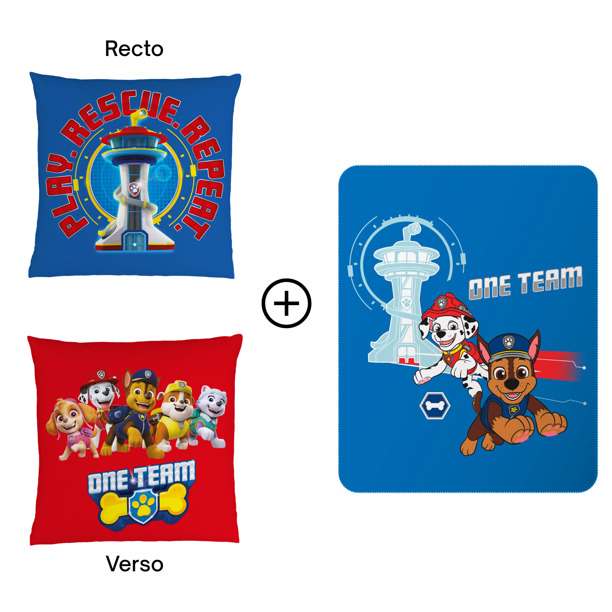 Ensemble Plaid et Coussin, PAT PATROUILLE READY FOR ACTION