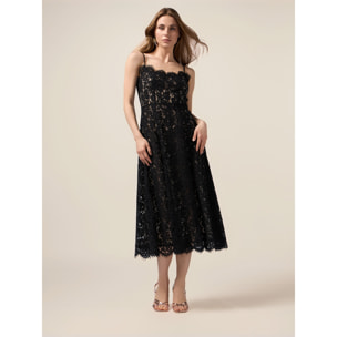 Oltre - Vestito midi in pizzo - Nero