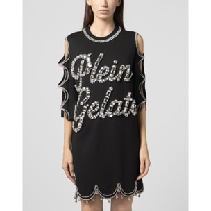 PHILIPP PLEIN Mini T-Shirt Dress Crystal Waves