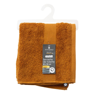 Serviette de toilette "Praia" en coton 50x90cm marron cannelle