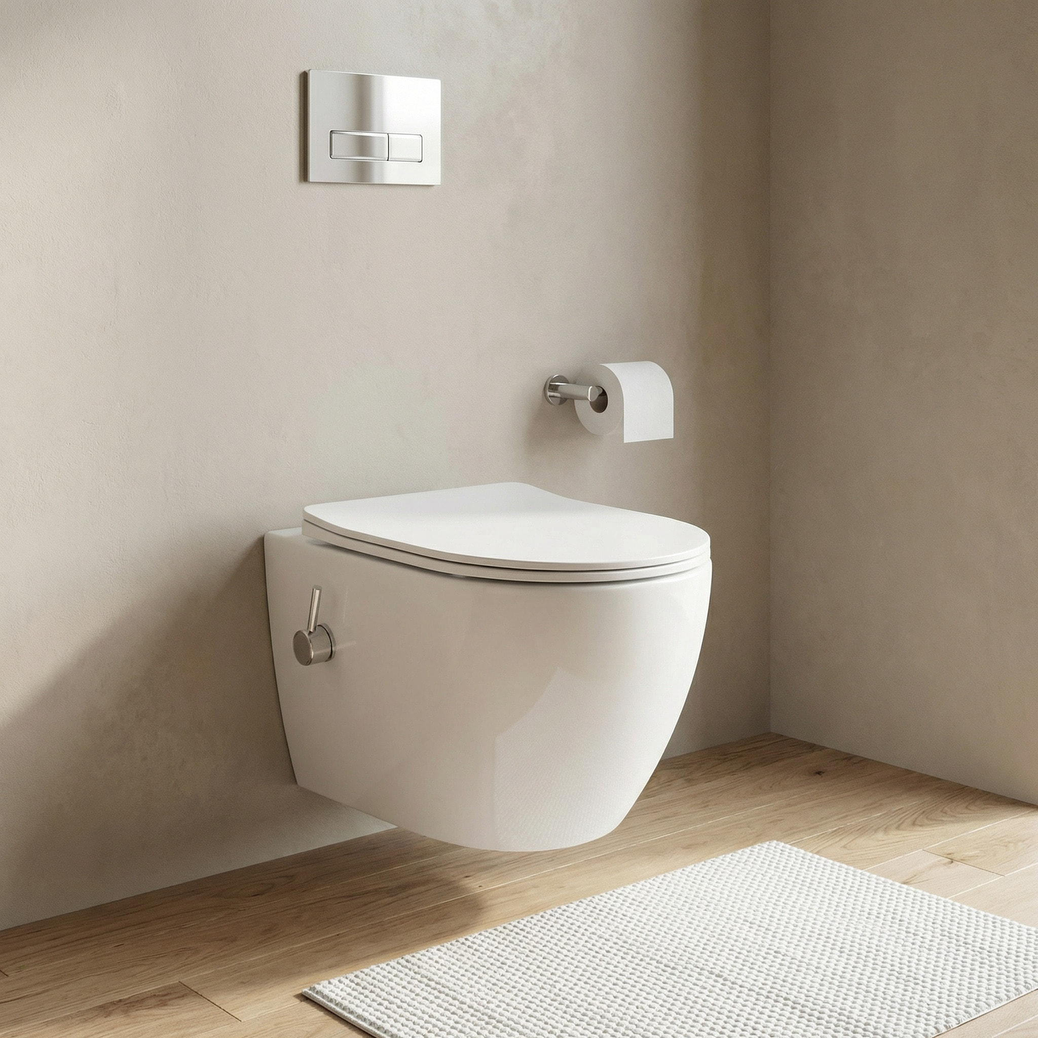 Pack WC bâti-support Geberit Duofix 112 cm + WC japonais suspendu sans bride avec abattant + plaque (GEBSTFUWR01-FR)