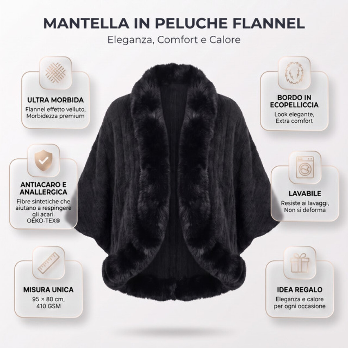 Mantella in velluto - Nero